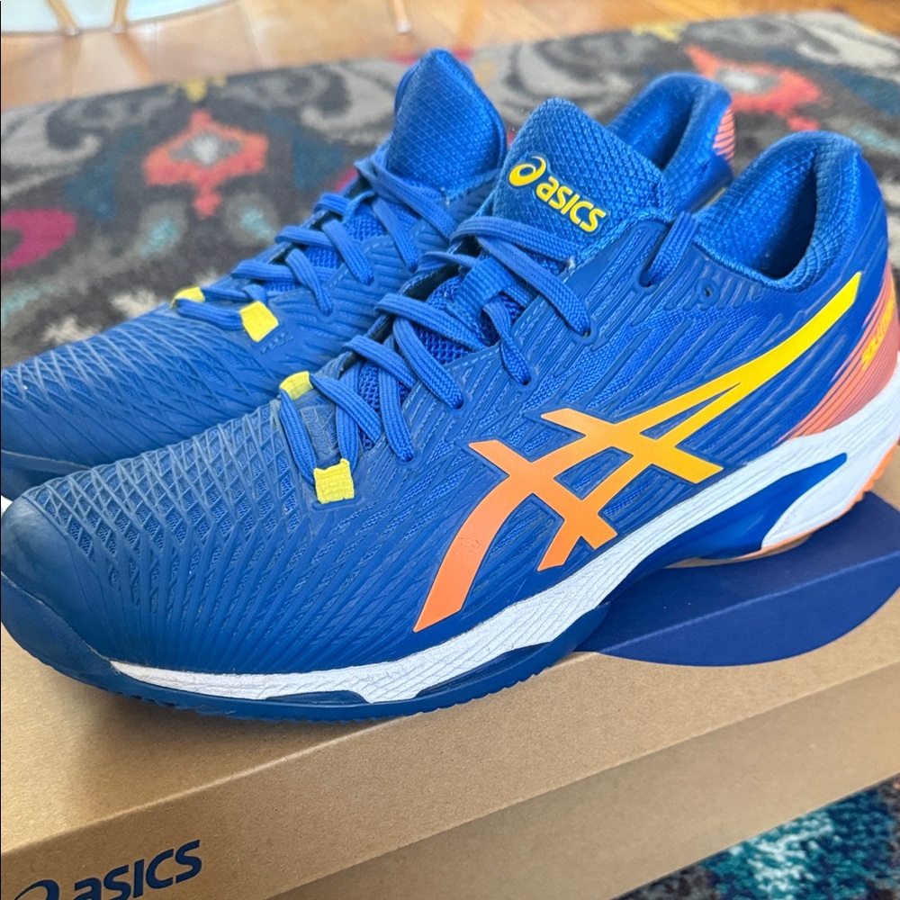 ASICS Men's Blue and Orange Athletic Shoes